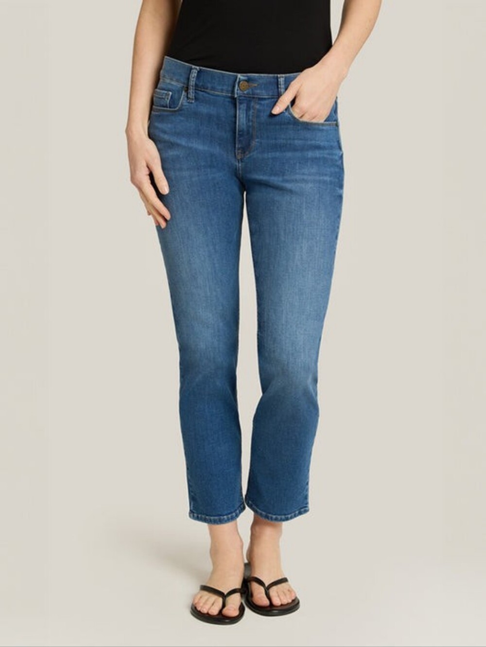 Mott & Now Boyfriend Straight Classic Mid-Rise Jeans Blue
